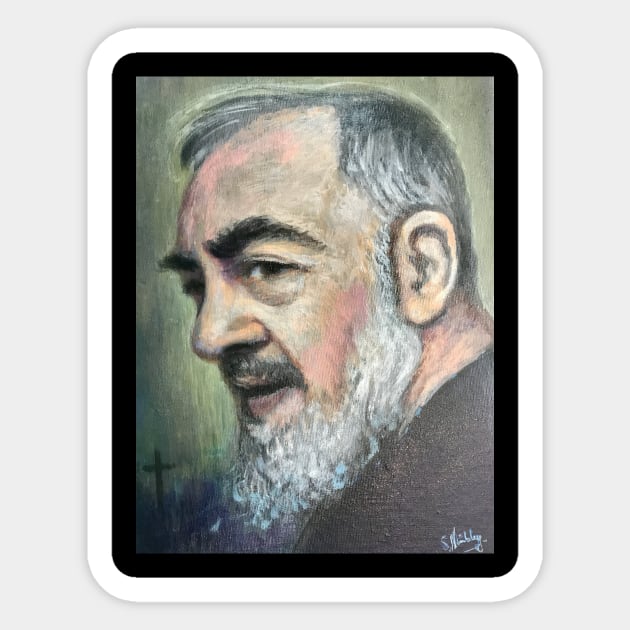 Padre Pio Sticker by artdesrapides